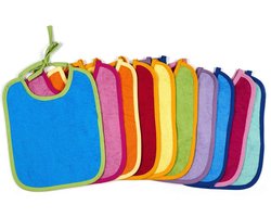 KiGATEX 10 x Baby Slabbetjes Gemaakt van 100% Katoen - Verstelbare Slabbetjes - Extreem Absorberende Badstof met Strikjes - Oeko-Tex Gecertificeerd - 30 x 40 cm (Meerkleurig)