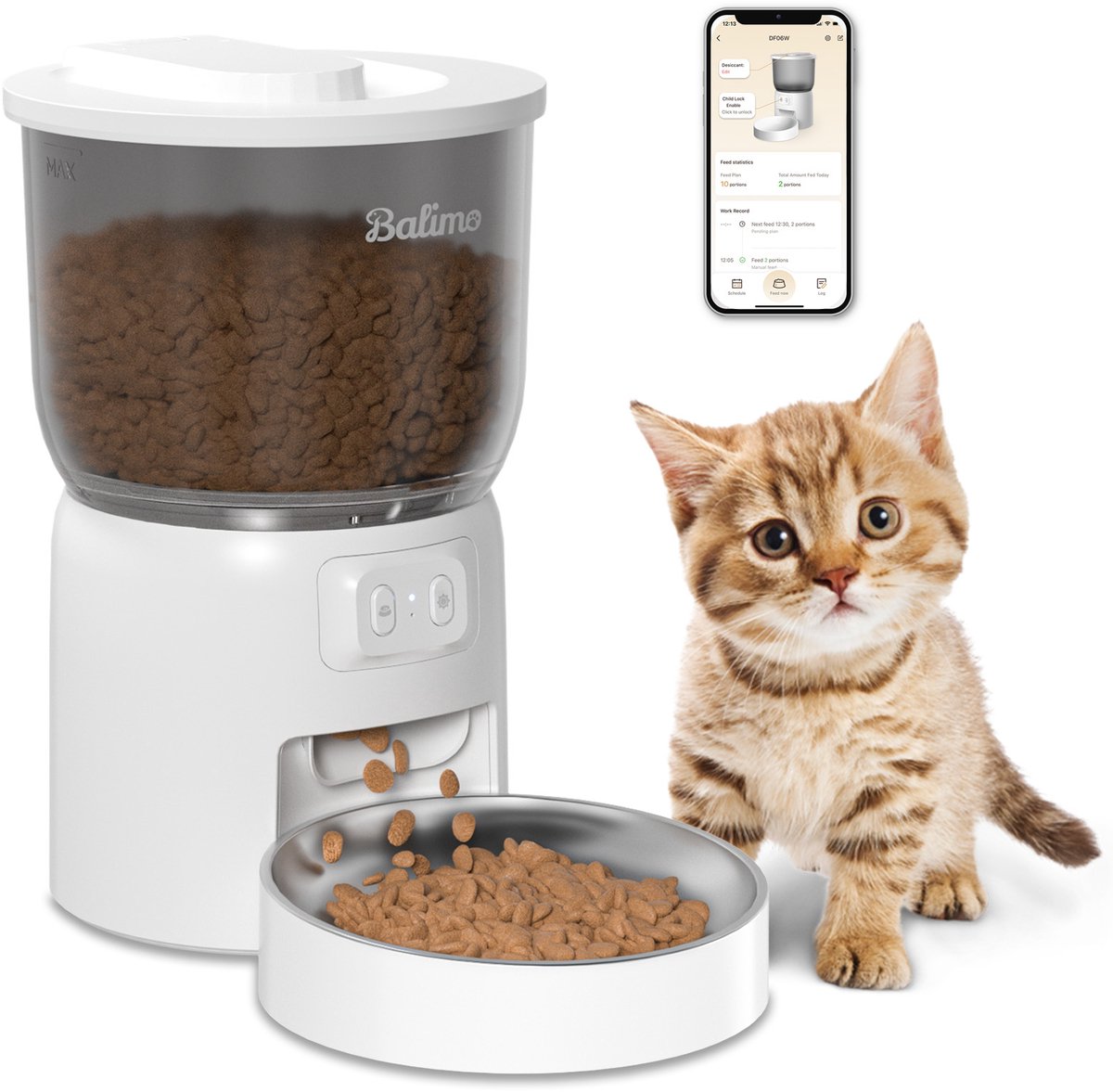 Balimo Automatische Voerbak Wit - Kat en Hond - Voerautomaat