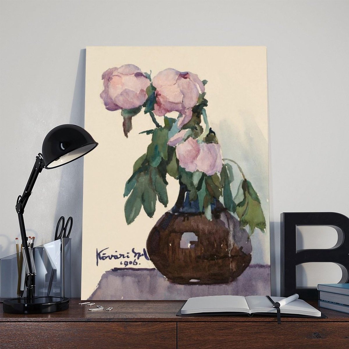 Ibenzoa® Waterverf Rustieke Botanische Kunst Canvas Poster voor Slaapkamer Decoratie - 30 x 45 cm