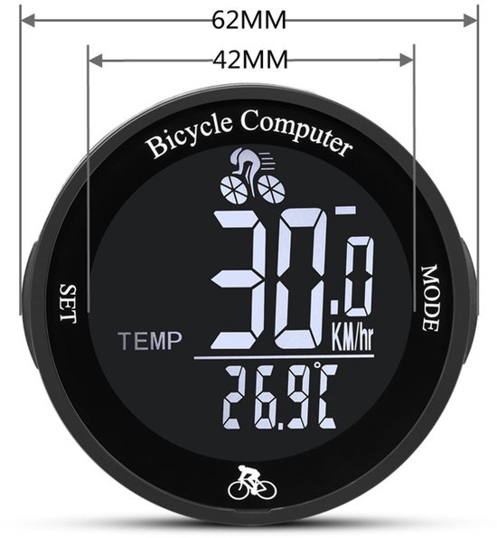 Fietscomputer-kilometerteller fiets-snelheidsmeter fiets-draadloze fietscomputer - Waterdichte fietssnelheidsmeter - Grote LCD-display - Fietscomputer met notebook - Automatische aan/uit fietssnelheidsmeter - Mountainbike-afstandsmeter - Zwart - 6,2 van Merkloos — afbeelding 5