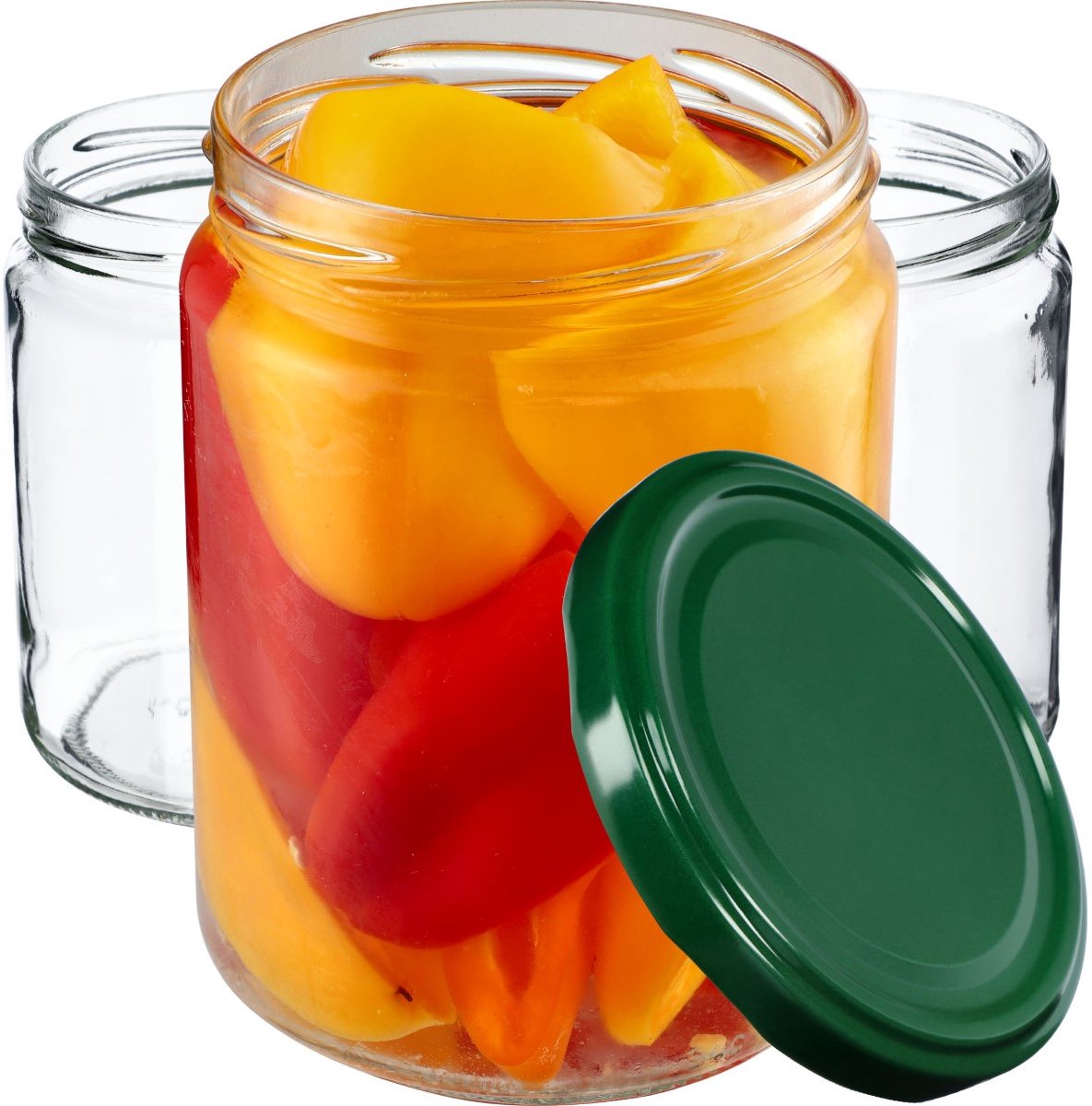 KADAX Weckpotten, 540 ml, inmaakpotten voor schroefdeksel, jampot, voorraadpot, conservenglas, ronde potten (groen, 8 stuks)