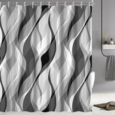 Rideau de douche Grijs , ensemble de rideaux de douche à rayures noires et grises abstraites modernes pour salle de bain, rideau de douche blanc gris imperméable avec crochets, 72x72 pouces