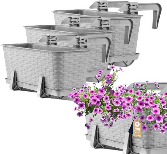 KADAX Bloempotset van Kunststof, Plantenbak voor Binnen en Buiten, Weerbestendig (Crème, Set van 3 Stuks