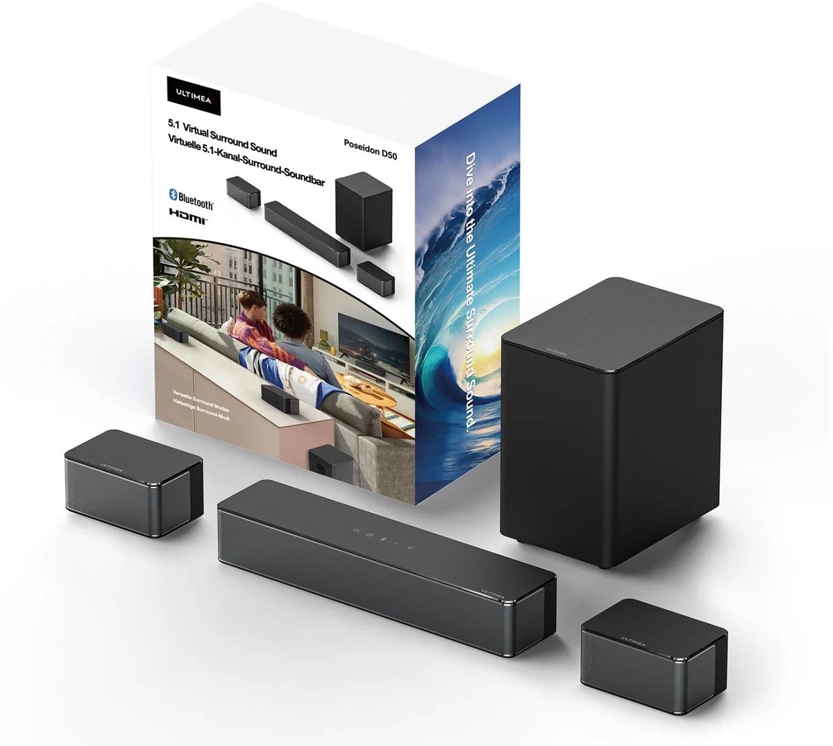 Soundbar 3D Surround Sound Soundbar voor TV - 320W - Zwart - afbeelding 2