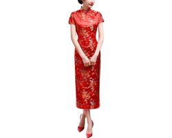Allecto Plus - Klassiek Cheongsam Kostuum Korte Mouw Traditioneel Chinees - Hoge Taille - Nieuwjaarsfeestjurk