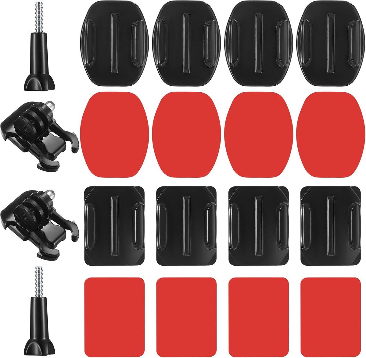 18 sets bevestigingspads voor platte en gebogen helmmontage - Compatibel met Action Camera Session/4/3/3+/2 - Gemakkelijk te bevestigen