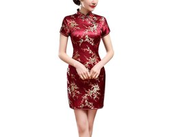 Allecto Plus - Traditionele Cheongsam Jurk met Hoge Split - Chinees Nieuwjaar - Cocktail - Bodycon - Korte Jurk