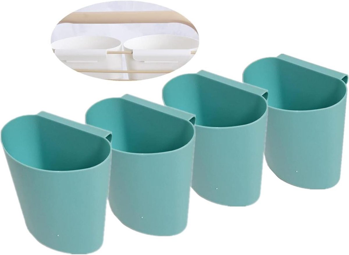 Allecto Plus - Hangende bekerhouder voor plantencontainers en meer - Set van 4 - Ruimtebesparende opbergemmer - Muur organizer voor thuis of kantoor