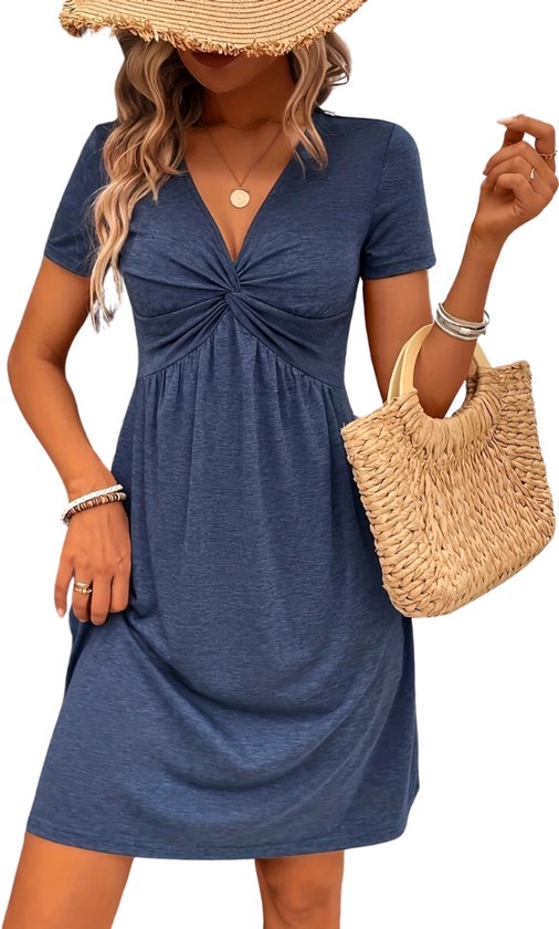 Robe d'été Nivard pour femme - Robes d'été - Adulte - Style Ibiza - Robe d'été - Blauw - Taille M