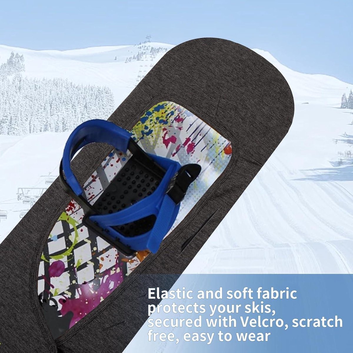 Snowboard beschermhoes met open binding - Beschermt snowboard tegen krassen - Elastische stof - Beschermpads - Beschermende hoes voor inpakken in snowboardtas