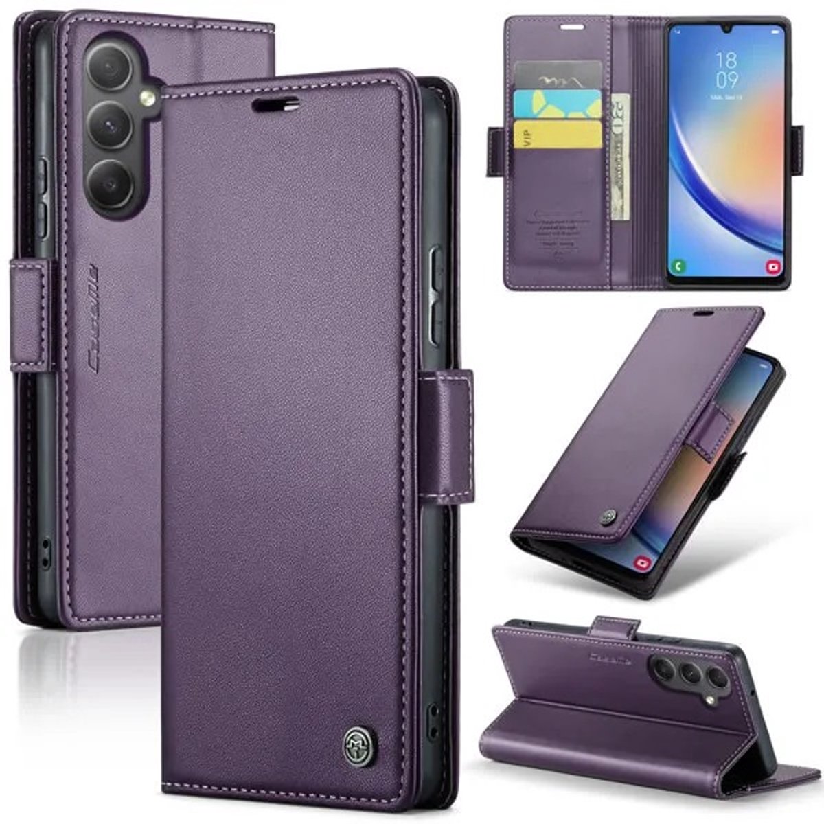 CaseMe Wallet Case met RFID Bescherming en Magneetsluiting voor Galaxy A34 5G _ Paars