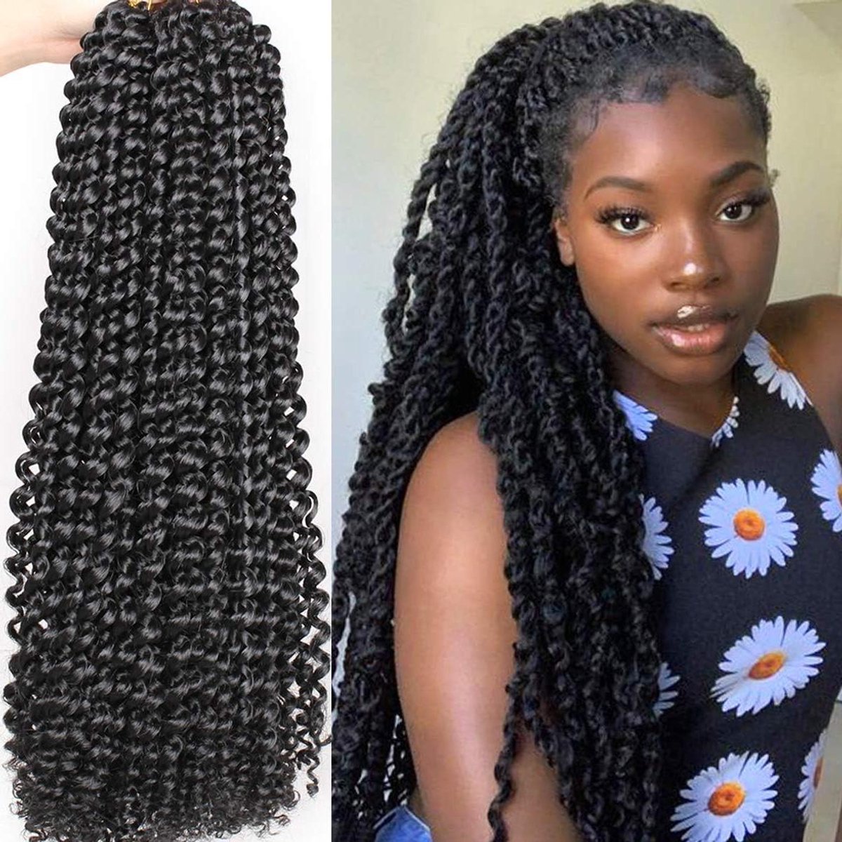 Inovra Plus - Passion Twist Vlechten Haar - 24 Inch - Water Wave - Bohemian Vlechten - Synthetisch Haar - Zwart - Vrouwen - Lang - 2 Pakken