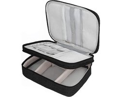 Allecto Plus - Kabeltas voor Elektronica Accessoires en Gadgets - Reistas met 3 Lagen - Organiser voor Powerbank, Hoofdtelefoon, USB-drive, Muis en Oplaadkabel - Zwart - Handig voor Reizen.