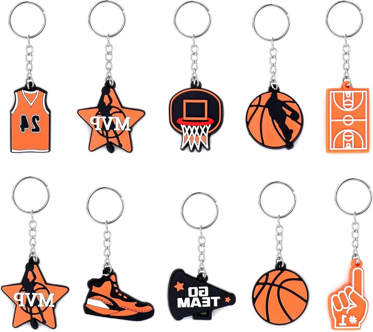 Allecto Plus - Basketbalsleutelhangers 10 stuks - Kids Feest Verjaardag Kerstmis Rugzak - Gastgeschenk