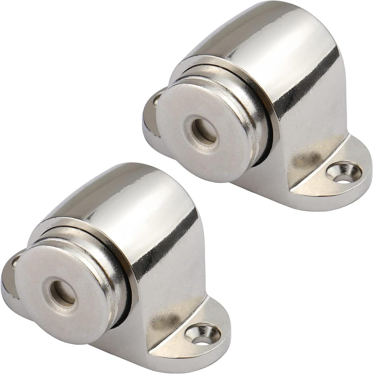 2 Roestvrijstalen Magnetische Deurstopper met Vloermontage - Nikkel Geborstelde Afwerking - Set van 2 stuks