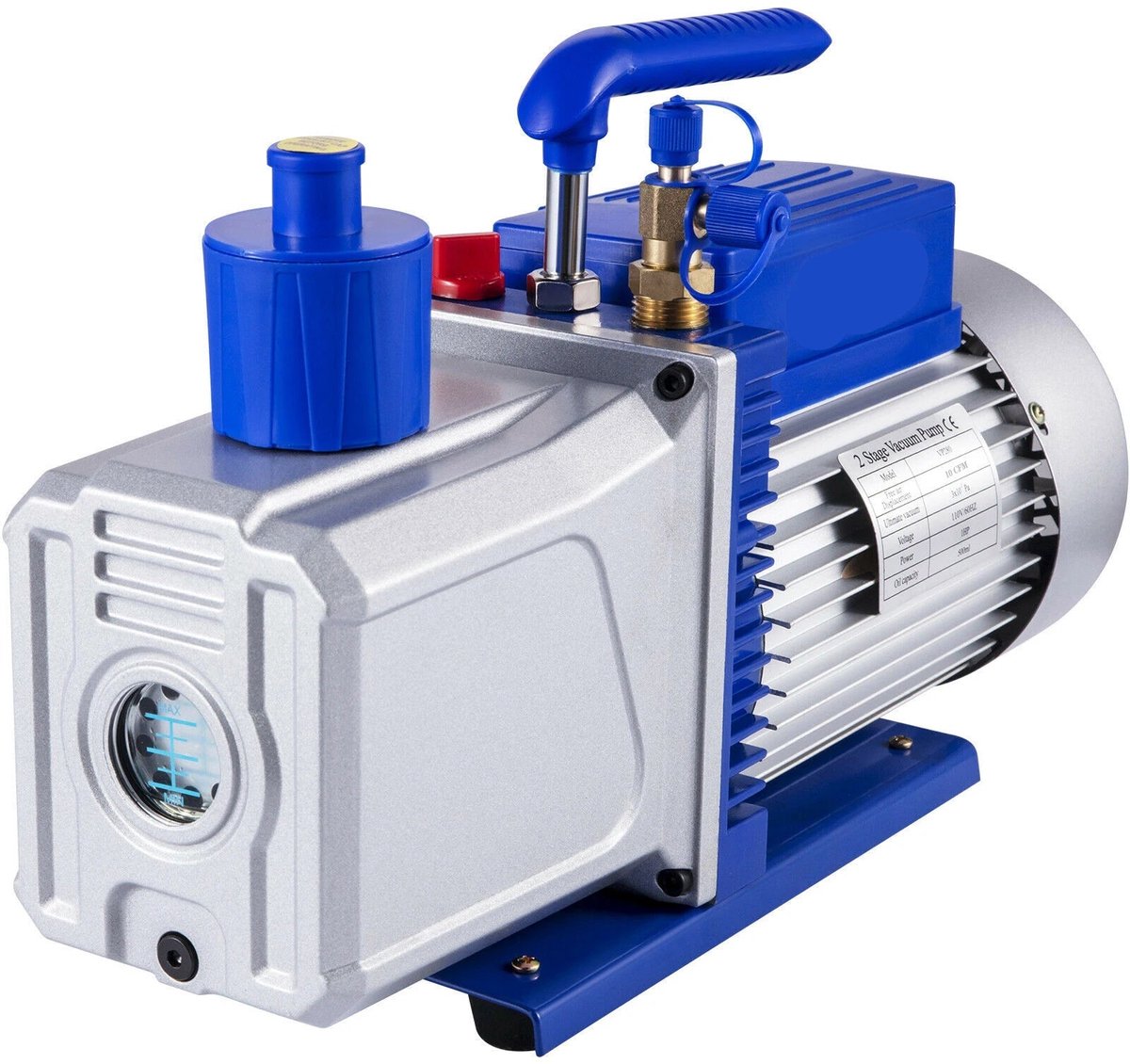 Vacuümpomp - Koelmiddel Vacuümpomp - Koeltechnisch Gereedschap - Auto Reparatie Vacuümpomp - 10CFM - HVAC - Tweetraps - voor Huishoudelijke Air Conditioning Reiniging - Blauw