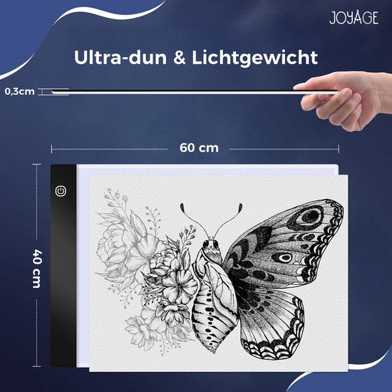 Boîte à lumière pour dessin - Lightpad diamant peinture - avec 3 intensités lumineuses différentes - Lightpad A2 - Boîte lumineuse pour peinture diamant - Boîte lumineuse a2 pour dessin - Chemin de lumière - Table lumineuse de dessin