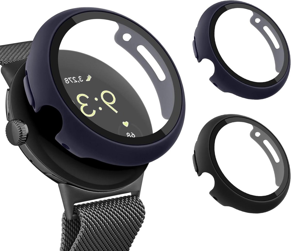Set van 2 harde pc-hoezen voor smartwatch 41 mm - displaybescherming - anti-val - (zwart + kleur)