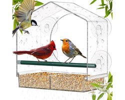 Allecto Plus - Vogelhuisje voor Ramen Groot Vogelvoederhuis voor Ramen met Verwijderbare Voederlade
