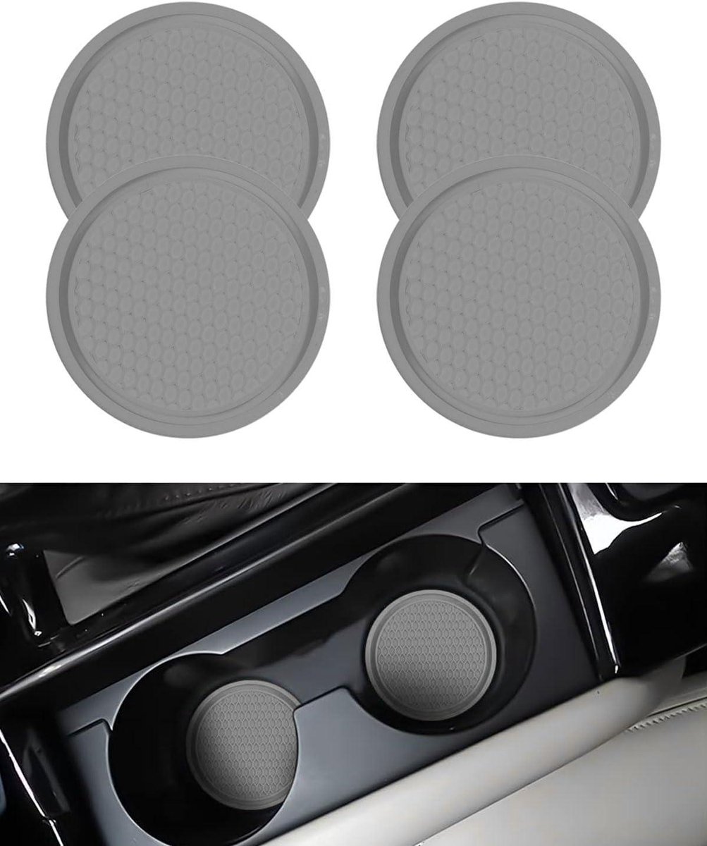 Allecto Plus - Set van 4 Auto Onderzetters voor Bekerhouders - Zwart - Antislip - Dik PVC - Geschikt voor Koffiekopjes