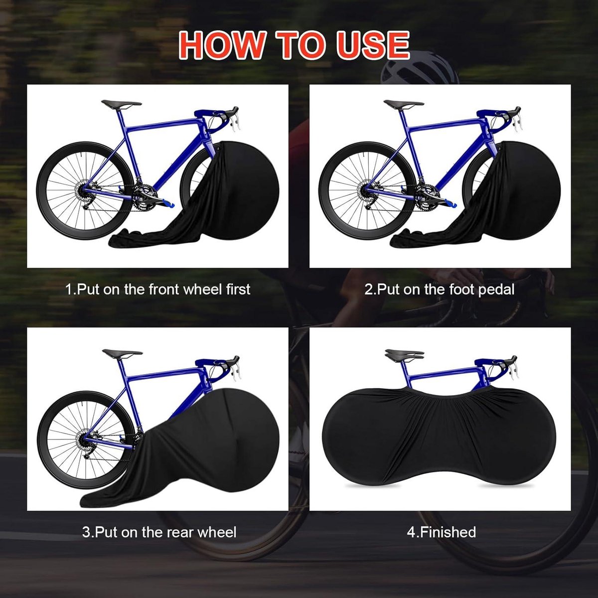 Allecto Plus - Fietshoes voor binnen 150 x 60 cm - Duurzame afdekking voor fiets - Stofdicht - Wasbaar - Geschikt voor racefiets en mountainbike - Zwart