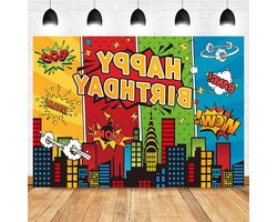 Inovra Plus - Verjaardagsfeest Decoratie Jongens Super City Achtergronden (15 x 1 m) - Voor Kinderen Met City Heroes Thema voor Foto en Video Shoots