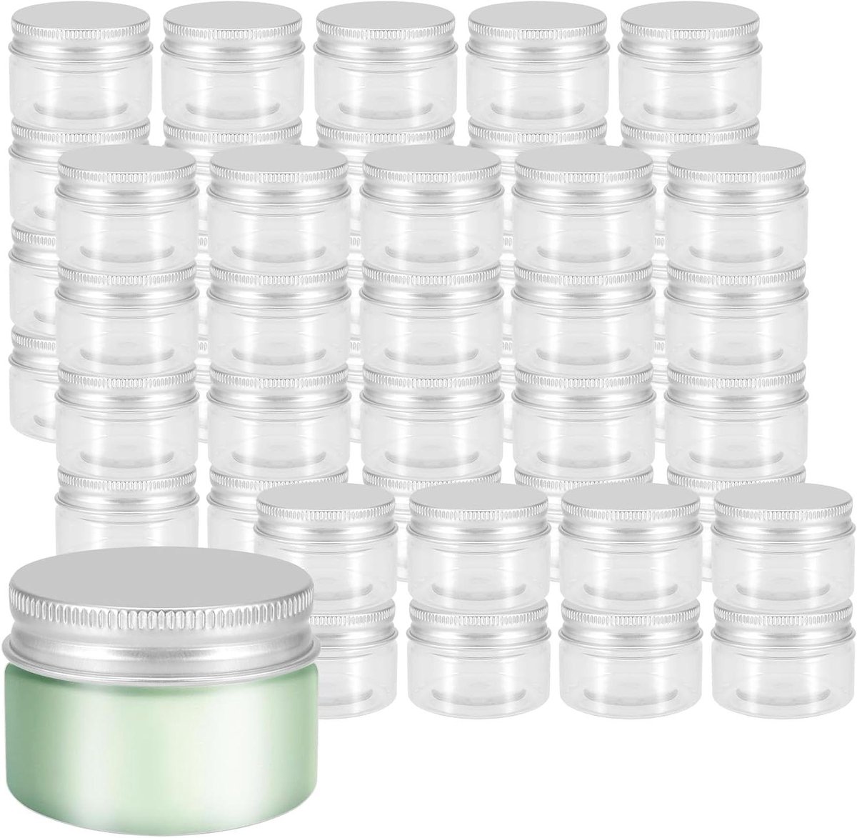 Allecto Plus - Set van 50 lege mini-potjes 30 ml met aluminium schroefdeksel - Transparante potjes voor crèmes, lotions en meer