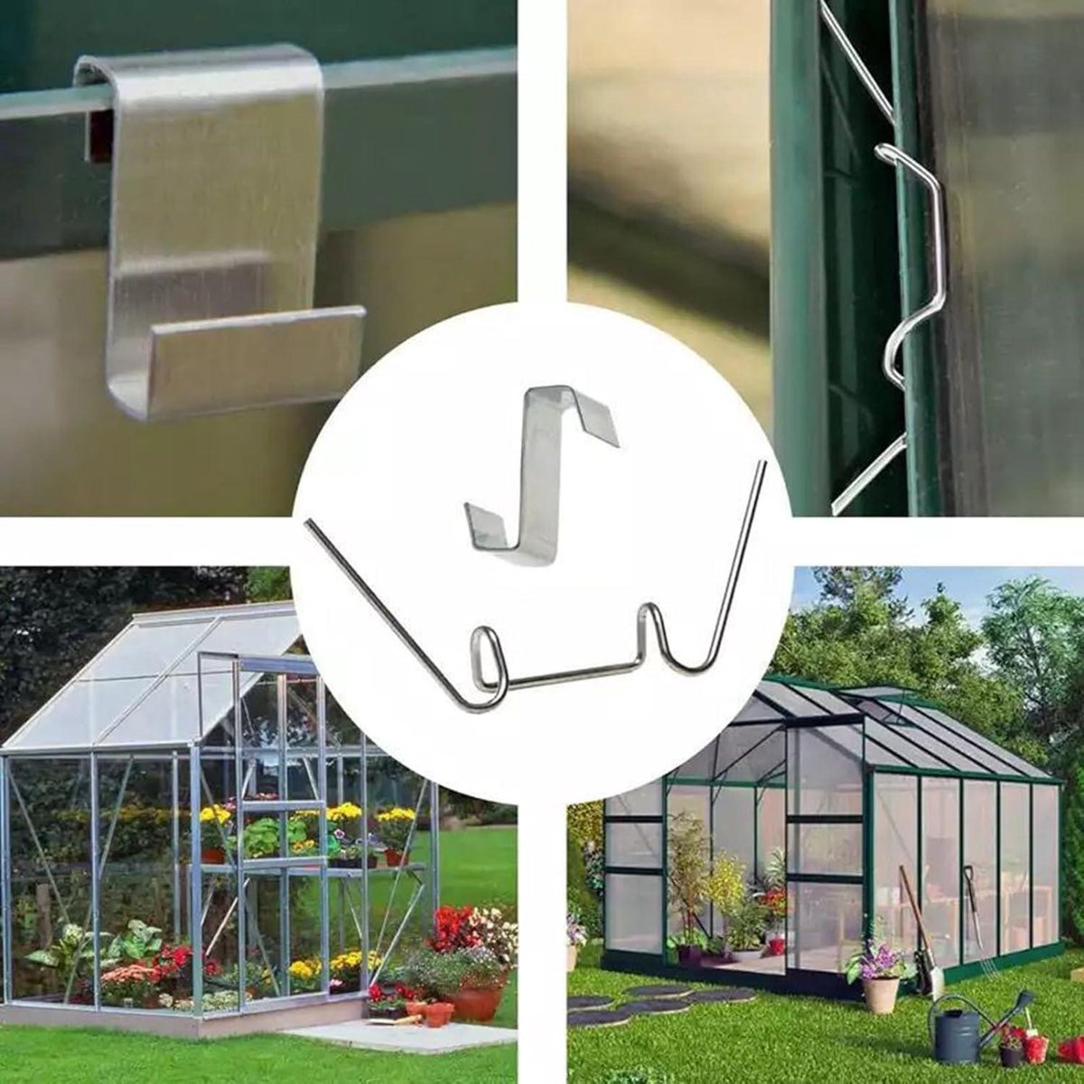 Set of 10 Base Clips Hook Fixations Attached Aluminum Greenhouses Fix Set (Black