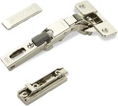2 x Salice universeel potscharnier 110° Boorbeeld T48 met demping met lineaire montageplaat Hoogte 3 mm excentrische aanpassing, Afdekking voor scharnierarm
