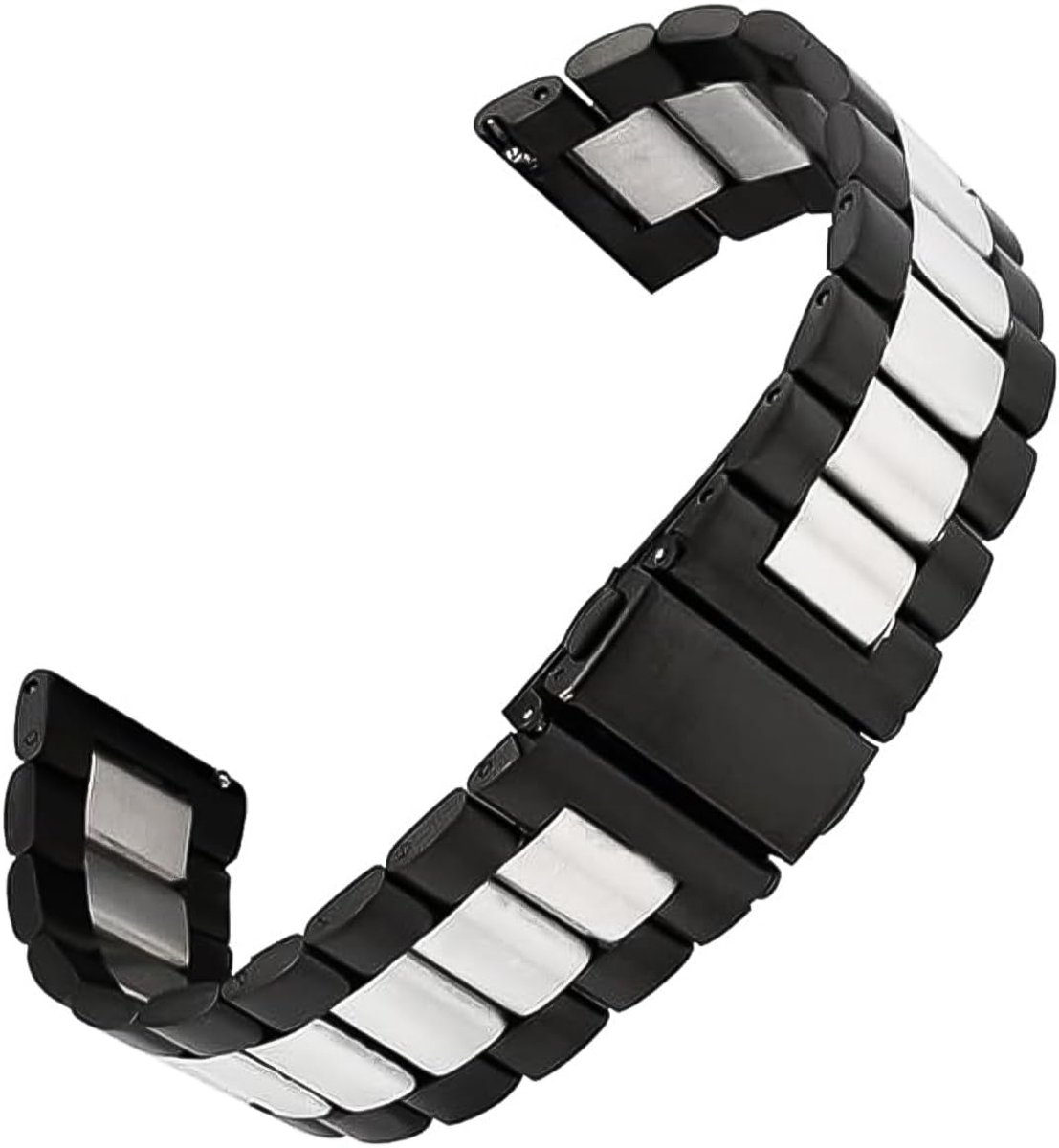 Ieron Armband 22mm, metalen horlogeband, unisex rvs (zilver-zwart)