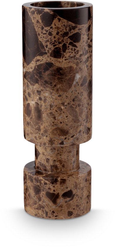 vtwonen Kandelaar - Kaarsenhouder van Marmer - Bruin - 6.5x20cm