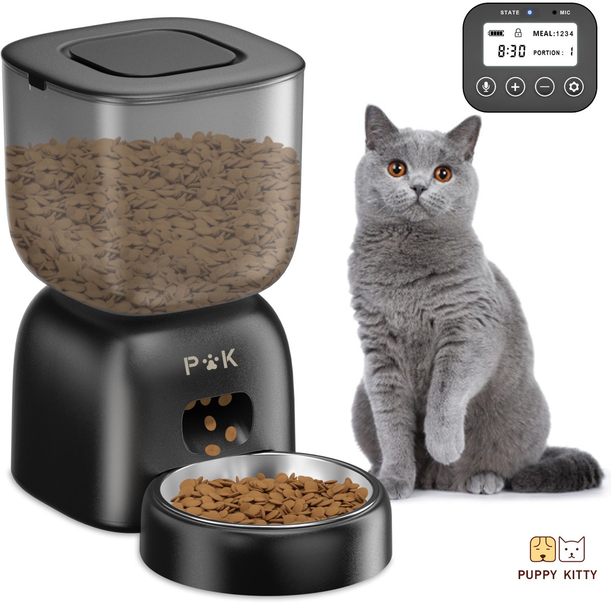 PUPPY KITTY Automatische voerbak 3L Zwart met stemopname - PUPPY - €38,01