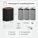 Afmetingen en inhoud van de Avela wasmand: 73x57x37cm, 3 waszakken, sorteerlabels en handleiding.