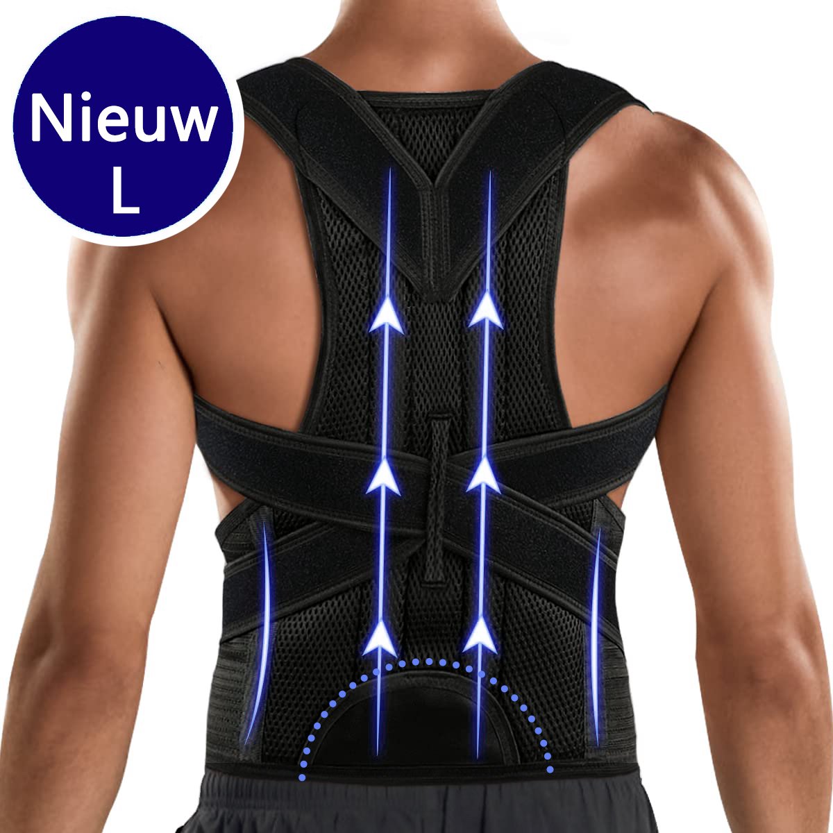 DOWO® - Rugbrace - Postuur Corrector- Houding corrector Man & Vrouw - Rugband tegen aanhoudende schouder en rug pijn - Schouder Correcto - L
