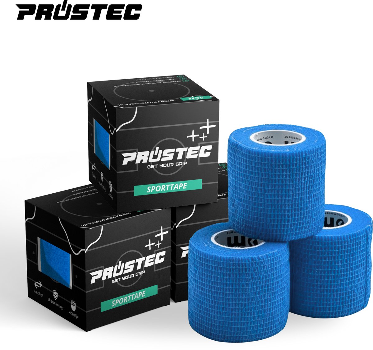 Prostec Sporttape voor Voetbal – Voetbaltape - Sokkentape – 3 Stuks – Blauw