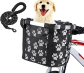 Hondenfietsmand-hondenfietsmand elektrische fiets-Afneembare fietsmand--fietstas voor honden en katten-voor aan het stuur- met hondenriem van 1,45 m voor fietsen-winkelen-picknicken en buiten (zwart)
