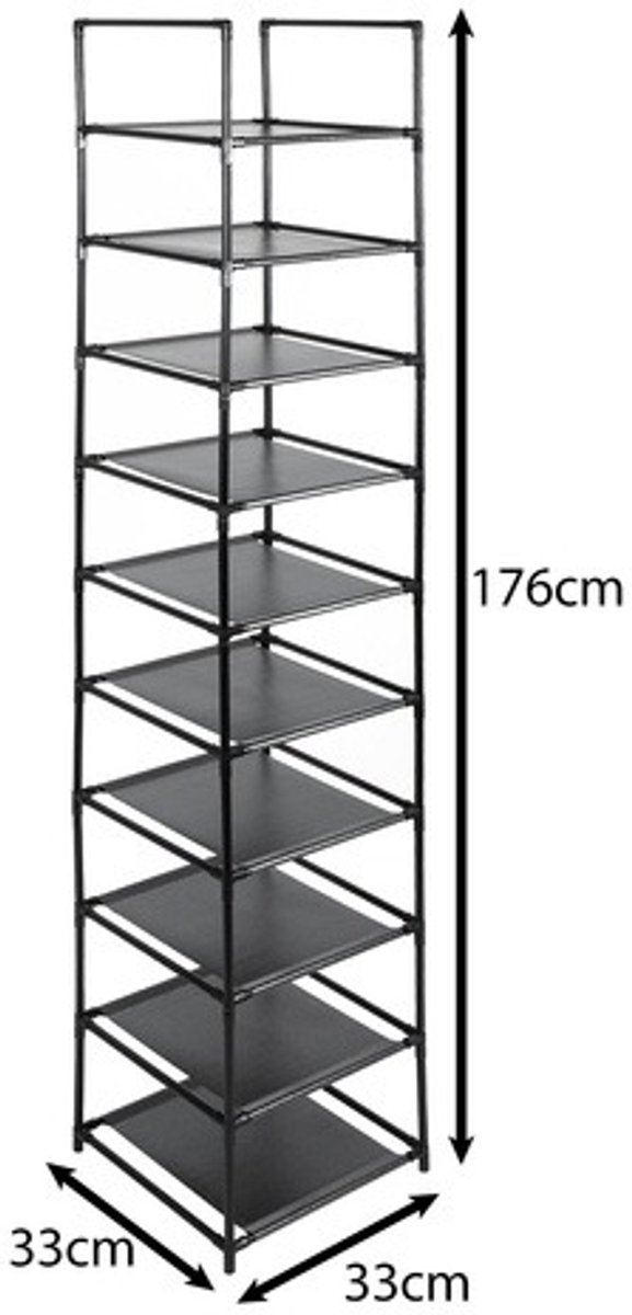 Modulair schoenenrek – 10 delen – Zwart