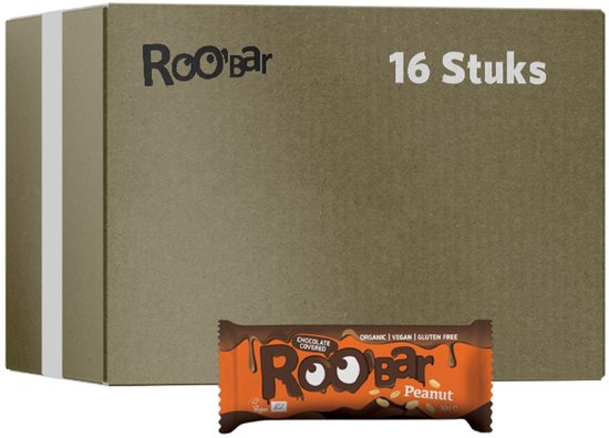 Roo'Bar | Chocolate Covered | Peanut Bar | 16 stuks | 16 x 30 gram | bol