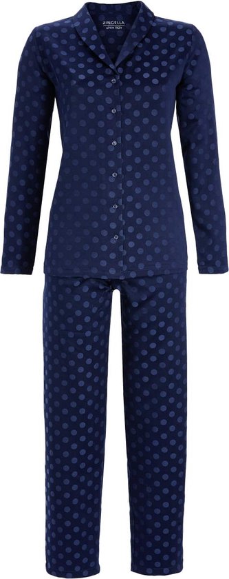 Satijnen doorknooppyjama Ringella - Blauw - Maat - 48