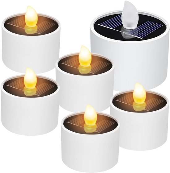 6 Stuks EXTSUD Led Theelichtjes Op Zonne-energie – Waterdicht, Oplaadbaar, Voor Tuin, Terras En Camping
