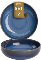 Palmer - Schaal - Kom - Jory - 16 cm - Blauw - Stoneware - Bordenset - 2 stuks
