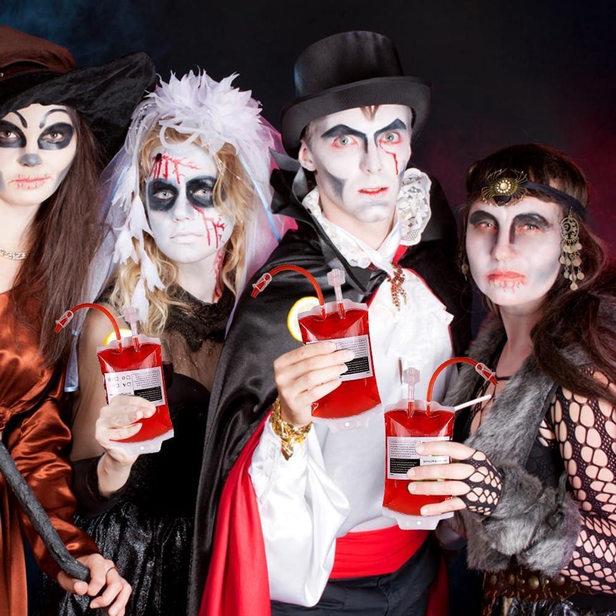 Herbruikbare infusiezak bloedzak 5 stuks - Halloween drinkfles Bloedzak 350 ml - Voor Halloween feestjes - Drankzak bloedzak herbruikbaar