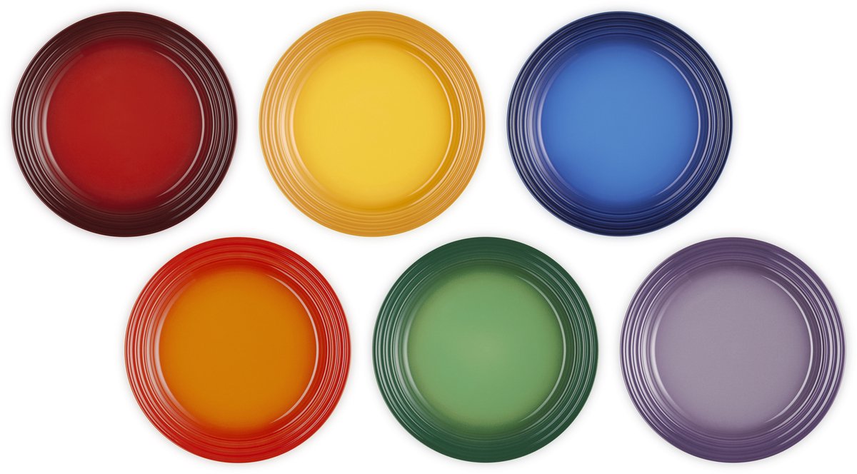 Le Creuset Vancouver Ontbijtborden 22 cm Regenboog Kleuren Set Van 6