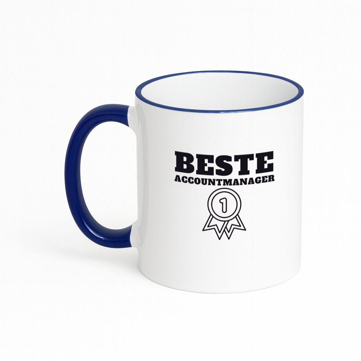 Hacebo® - Beste accountmanager koffiebeker met gekleurde rand donker blauw - Beste accountmanager - collega - thee mok - koffie beker - welkom - afscheid - koffiemok - 330 ML