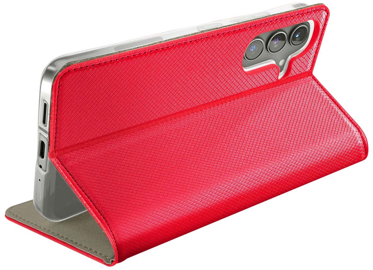Jaym, Folio hoesje Geschikt voor Samsung Galaxy S23 magnetische standaardfunctie, Rood