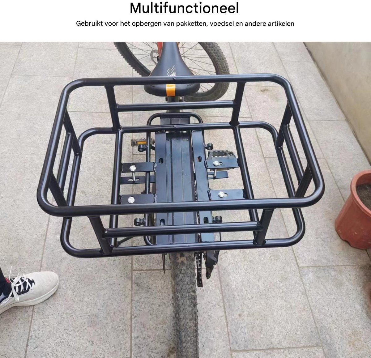 Fiets Achtermand – 20-25 kg Capaciteit – Waterdicht IJzeren Frame – Voor E-Bike & Stadsfiets – Zwart – 46×33×15 cm – foto 4