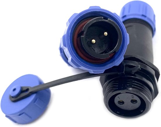Aviation plug 2-pole - male plug - female bus cable connector - IP68 ...