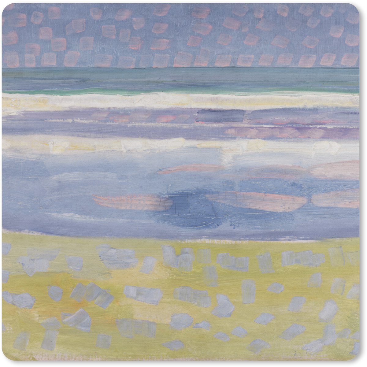 Muismat 20x20 cm - Mousepad Zee na zonsondergang - Piet Mondriaan - Muismatten