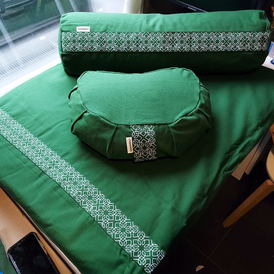 Samarali Bosgroen Halve Maan Yoga Kussen - Ergonomisch Ontwerp, GOTS Eco Katoen, Boekweitvulling, 34x20x17 cm van Samarali — afbeelding 2