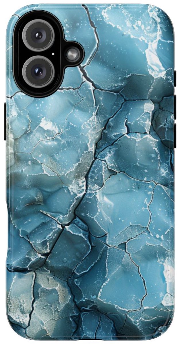 IJzige Fractalstructuur met Grunge – Telefoonhoesje Geschikt voor iPhone 16 Plus